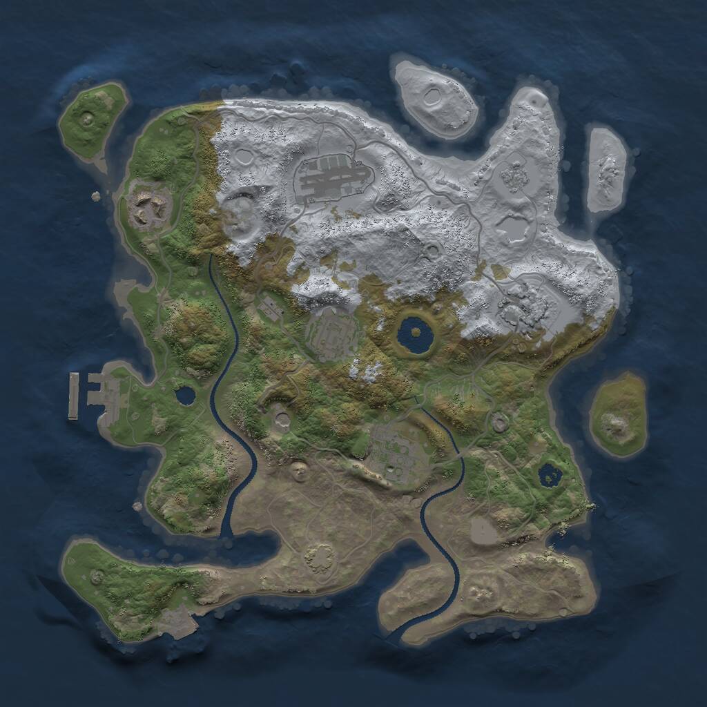 Rust Map: Procedural Map, Size: 3000, Seed: 141516, 10 Monuments