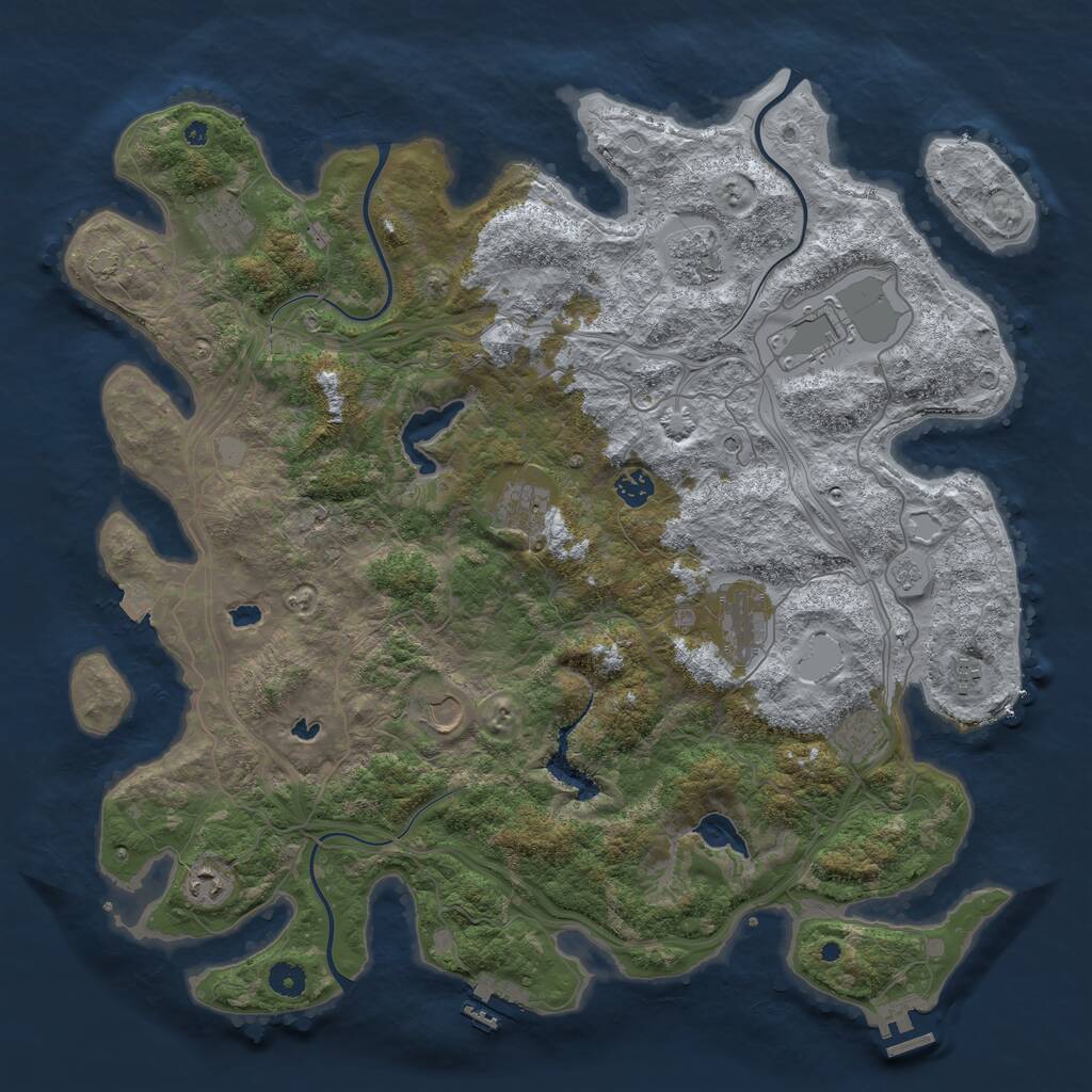 Rust Map: Procedural Map, Size: 4500, Seed: 765655376, 16 Monuments