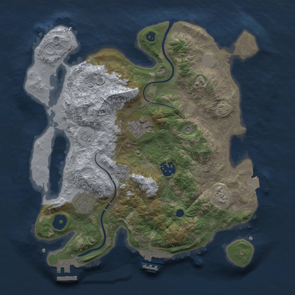 Rust Map: Procedural Map, Size: 3000, Seed: 25655, 10 Monuments