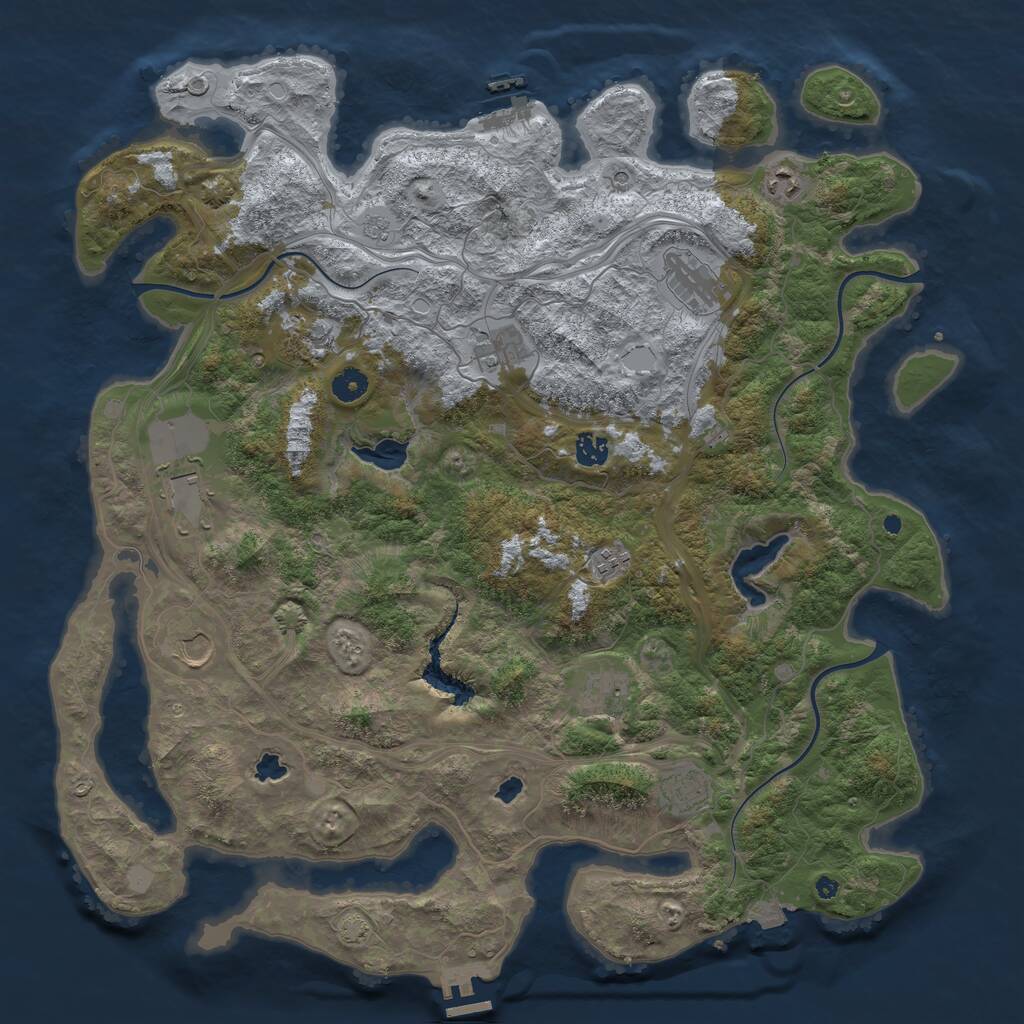 Rust Map: Procedural Map, Size: 4500, Seed: 703796042, 16 Monuments