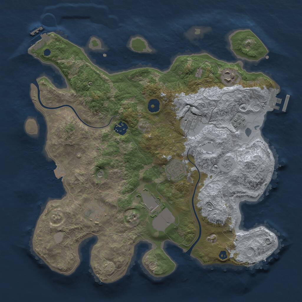 Rust Map: Procedural Map, Size: 3500, Seed: 1317978765, 13 Monuments