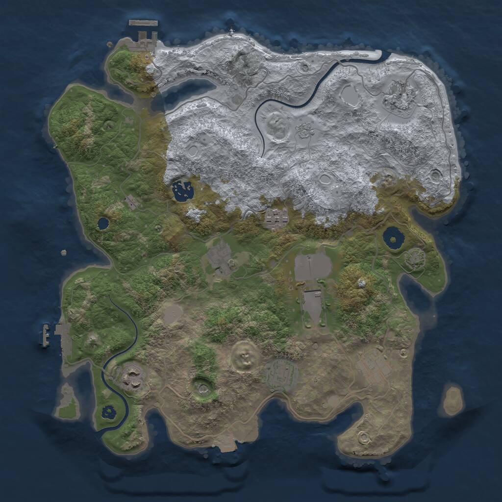 Rust Map: Procedural Map, Size: 3500, Seed: 947917456, 14 Monuments