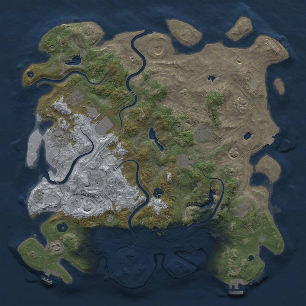 Rust Map: Procedural Map, Size: 4500, Seed: 20399205, 17 Monuments