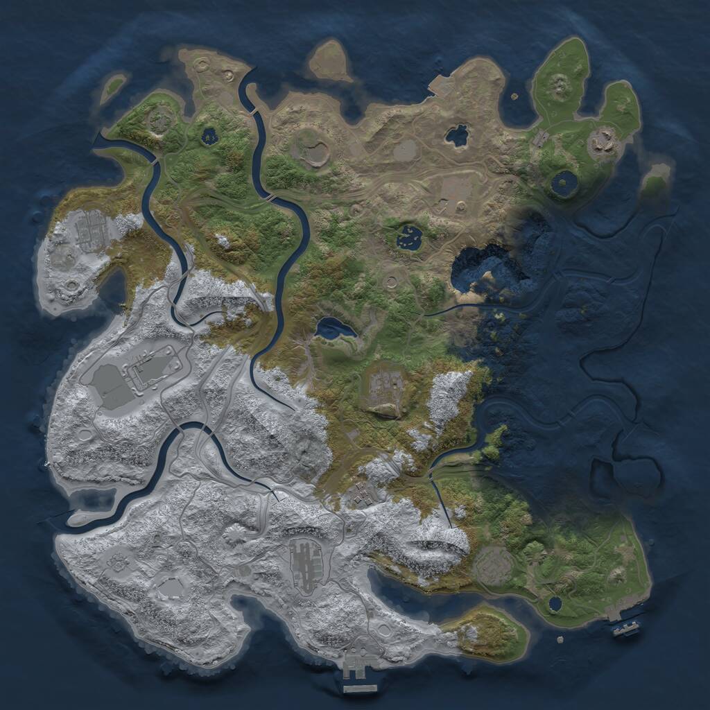 Rust Map: Procedural Map, Size: 4250, Seed: 371781654, 16 Monuments