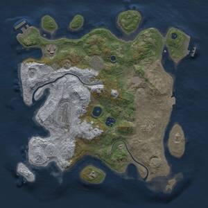 Thumbnail Rust Map: Procedural Map, Size: 3300, Seed: 408174220, 11 Monuments