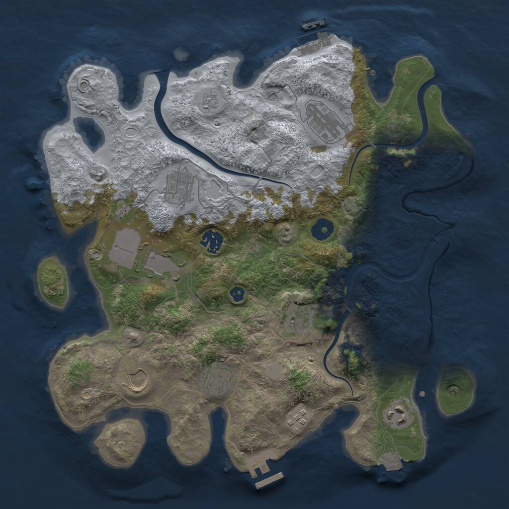 Rust Map: Procedural Map, Size: 3500, Seed: 84695041, 15 Monuments