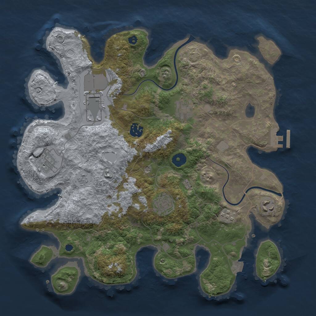 Rust Map: Procedural Map, Size: 3500, Seed: 1664625591, 12 Monuments