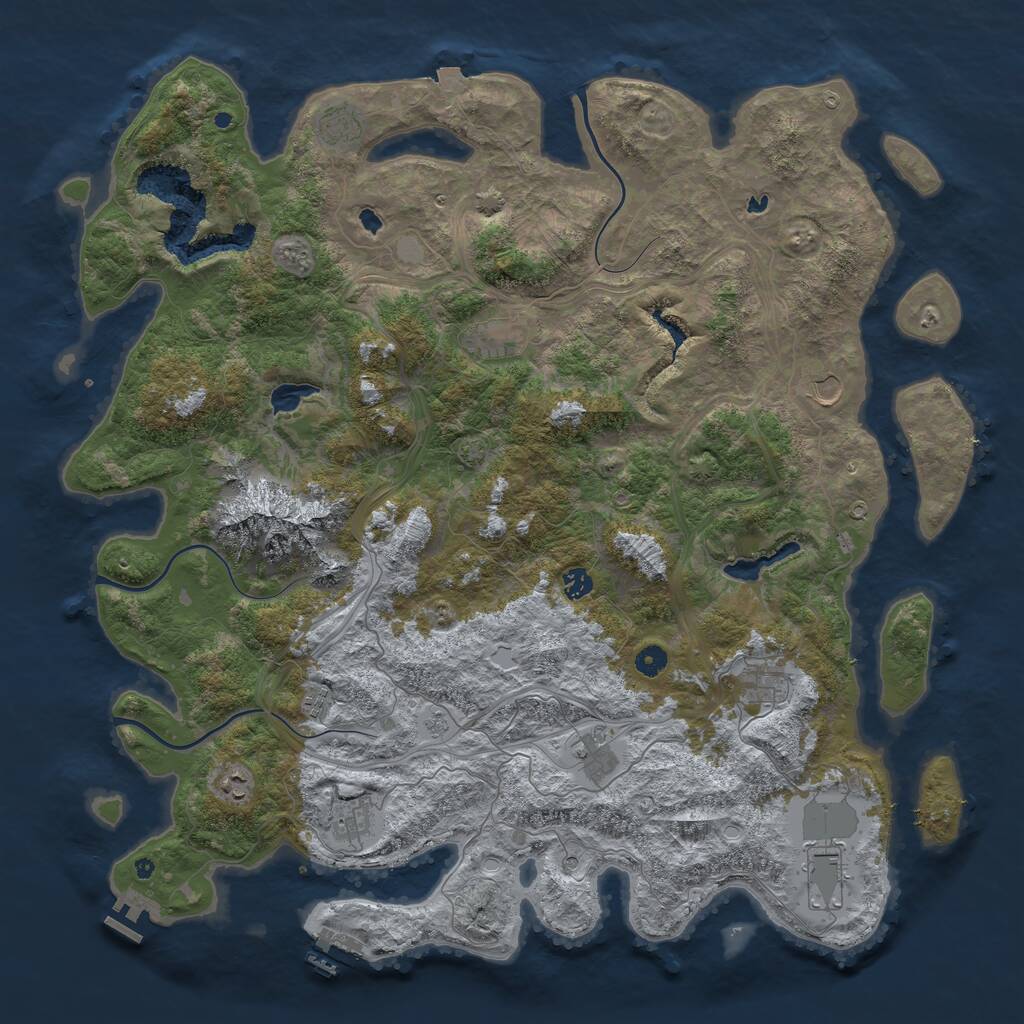 Rust Map: Procedural Map, Size: 5000, Seed: 481986, 16 Monuments