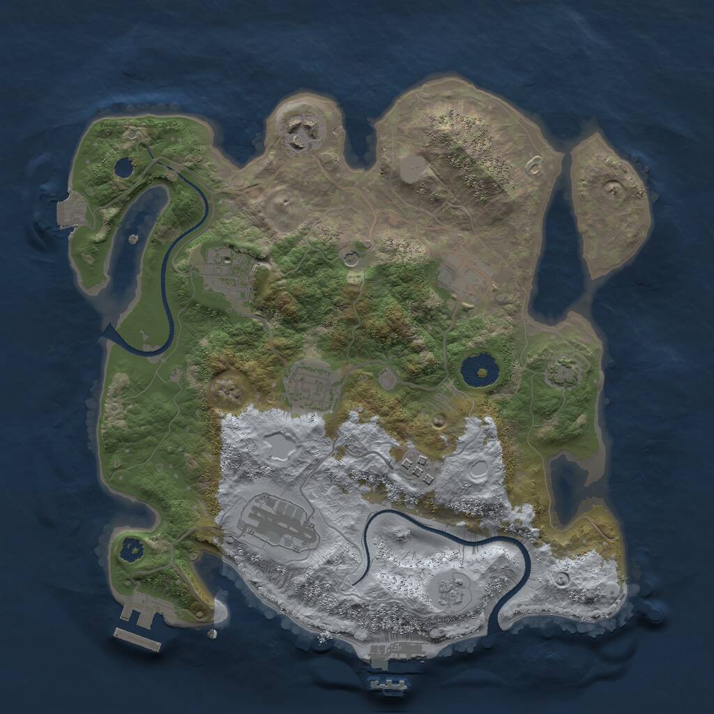 Rust Map: Procedural Map, Size: 3000, Seed: 1035405339, 12 Monuments