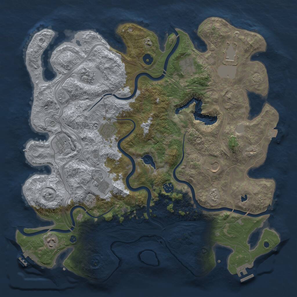 Rust Map: Procedural Map, Size: 4250, Seed: 457997617, 16 Monuments