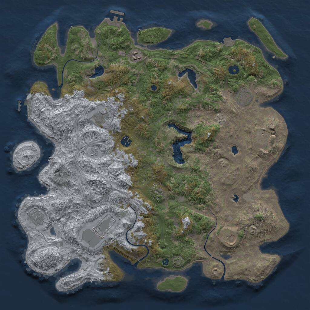 Rust Map: Procedural Map, Size: 4500, Seed: 1156321049, 16 Monuments