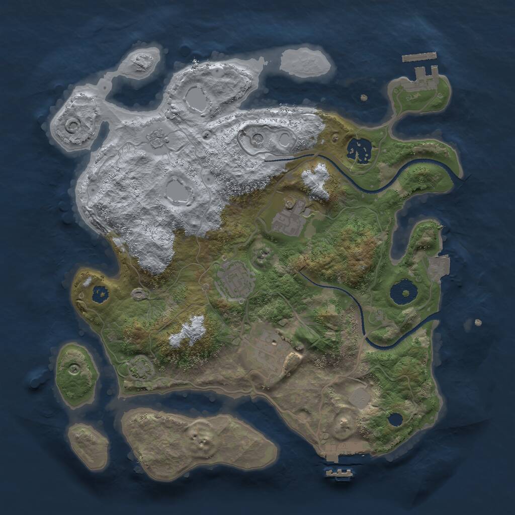 Rust Map: Procedural Map, Size: 3000, Seed: 710387362, 10 Monuments
