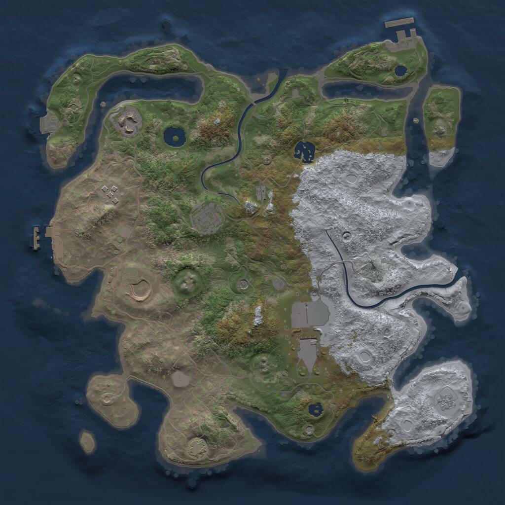 Rust Map: Procedural Map, Size: 3500, Seed: 1908418609, 12 Monuments