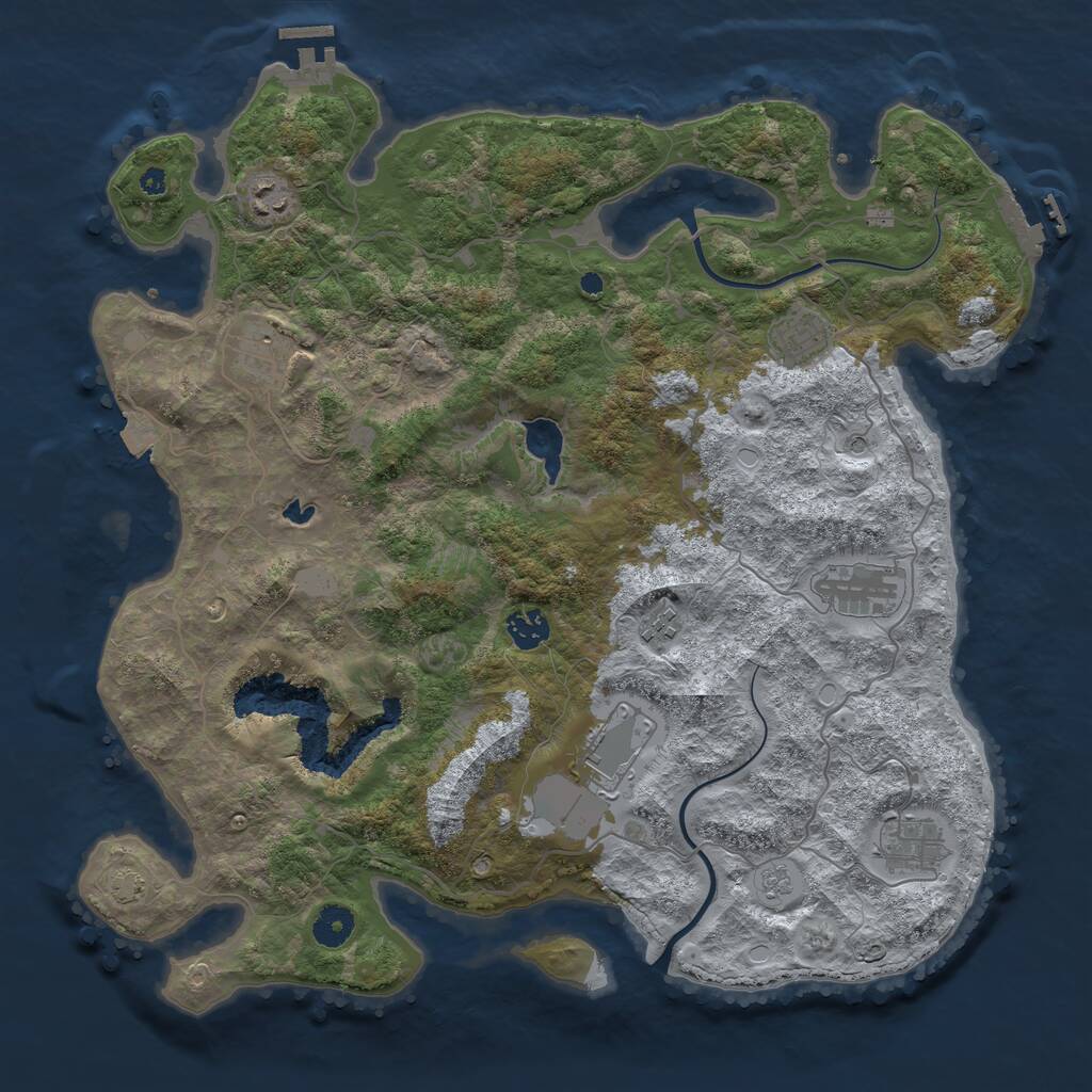 Rust Map: Procedural Map, Size: 4000, Seed: 98765432, 14 Monuments