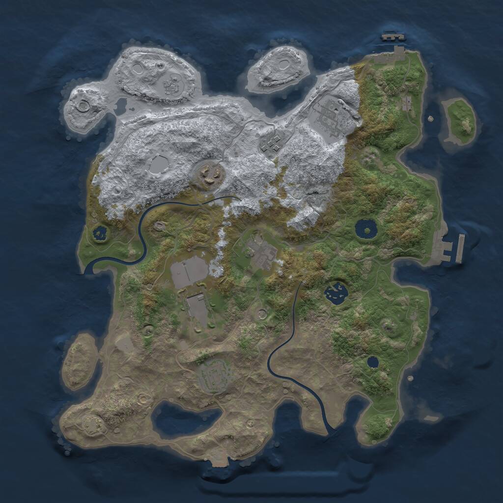 Rust Map: Procedural Map, Size: 3500, Seed: 230066176, 13 Monuments