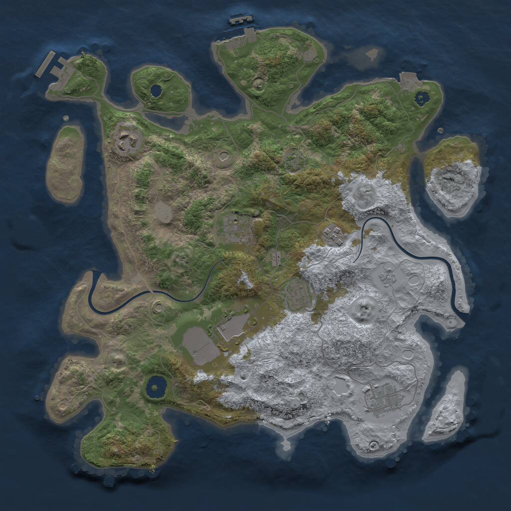 Rust Map: Procedural Map, Size: 3500, Seed: 47315, 12 Monuments