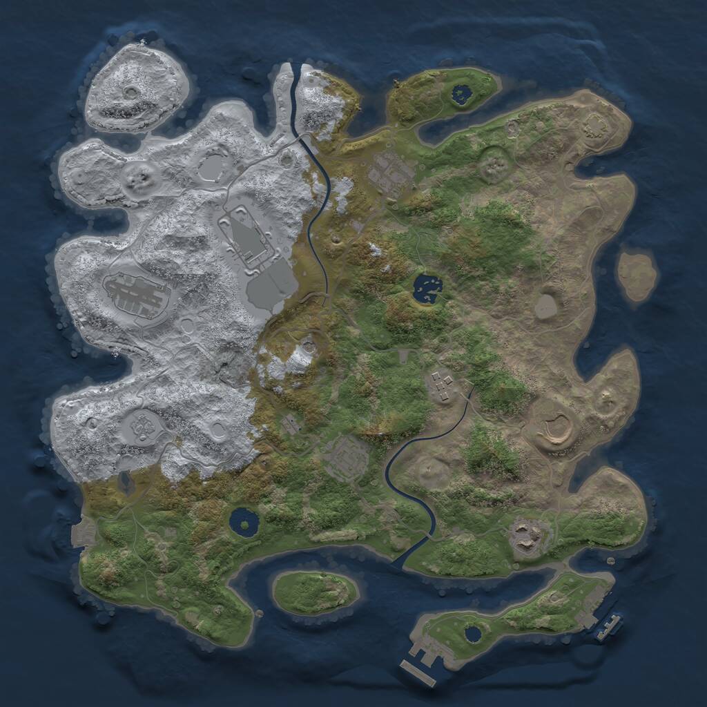 Rust Map: Procedural Map, Size: 3600, Seed: 1221305677, 14 Monuments