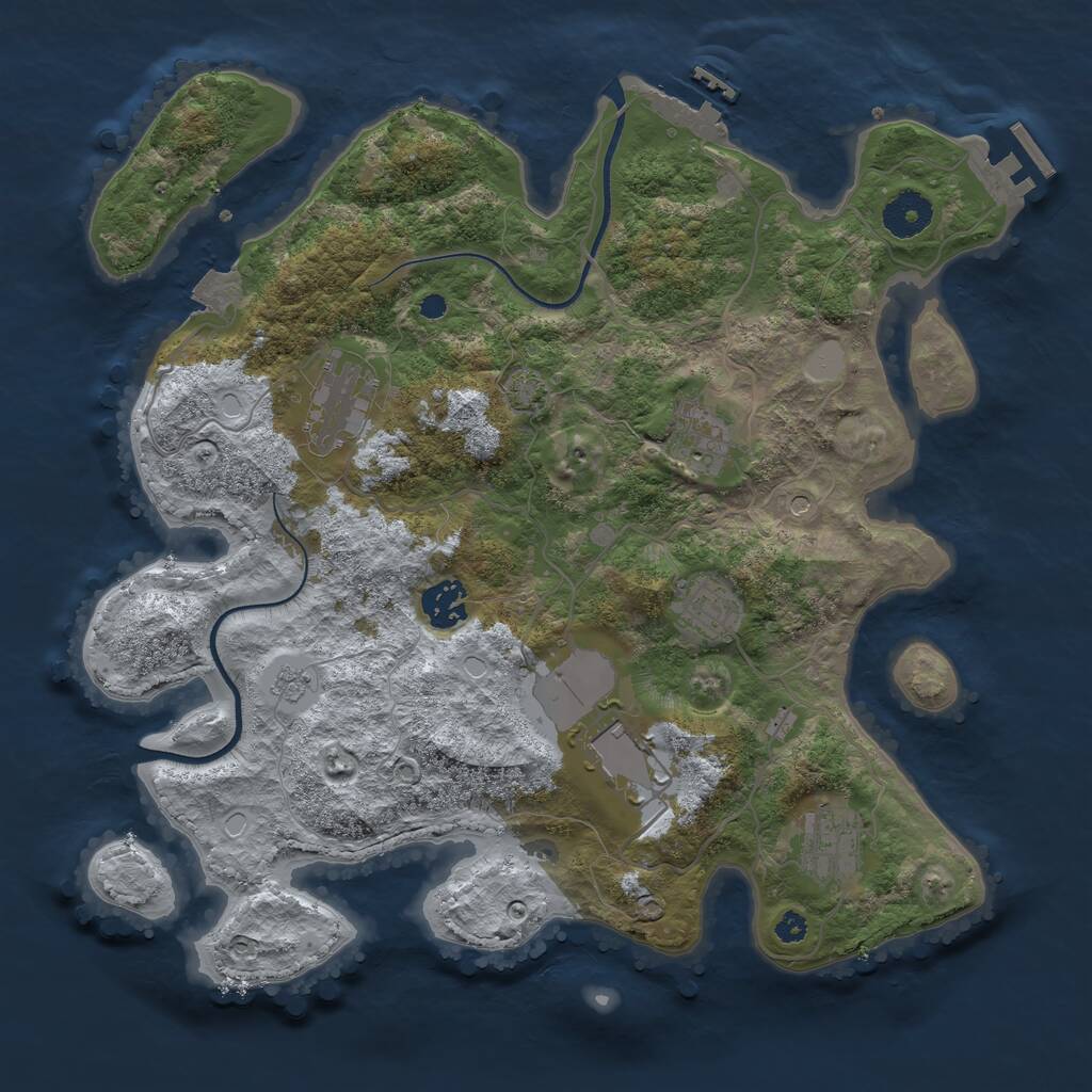 Rust Map: Procedural Map, Size: 3500, Seed: 1968663512, 12 Monuments