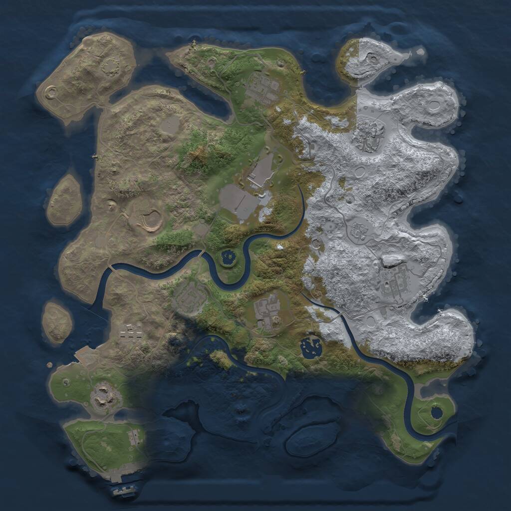 Rust Map: Procedural Map, Size: 3500, Seed: 94913493, 15 Monuments