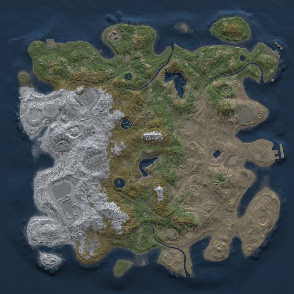 Rust Map: Procedural Map, Size: 4250, Seed: 1085272344, 17 Monuments