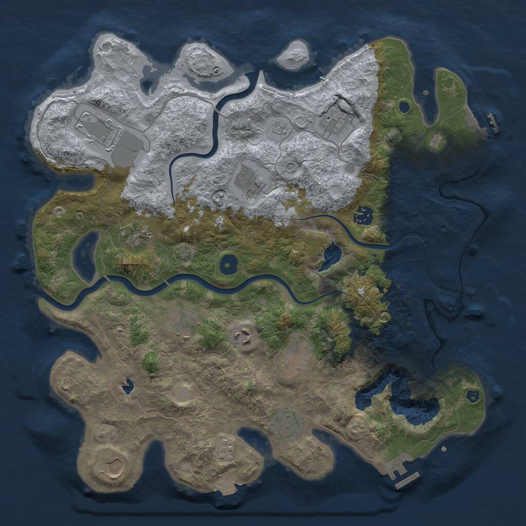 Rust Map: Procedural Map, Size: 4000, Seed: 1585291028, 17 Monuments