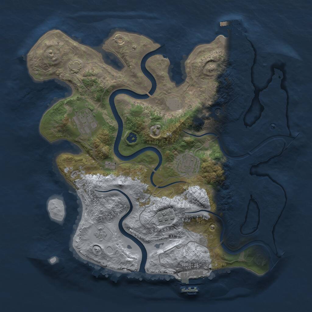 Rust Map: Procedural Map, Size: 3000, Seed: 683741285, 9 Monuments