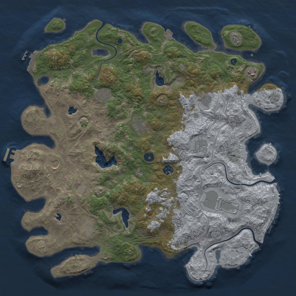Rust Map: Procedural Map, Size: 4500, Seed: 1186851379, 17 Monuments