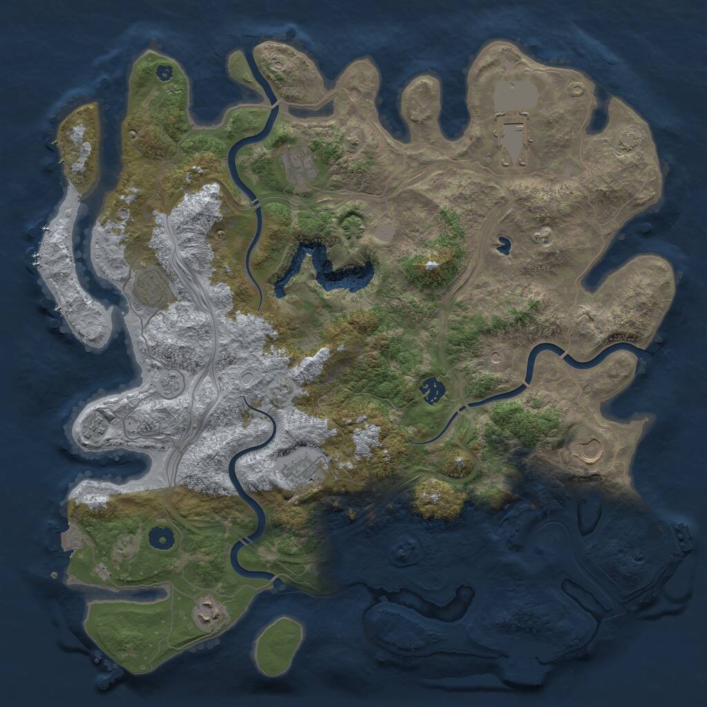 Rust Map: Procedural Map, Size: 4250, Seed: 99409077, 14 Monuments