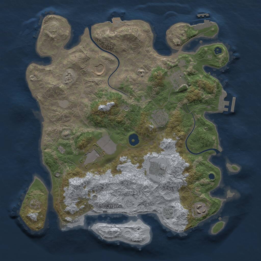 Rust Map: Procedural Map, Size: 3500, Seed: 558290, 13 Monuments
