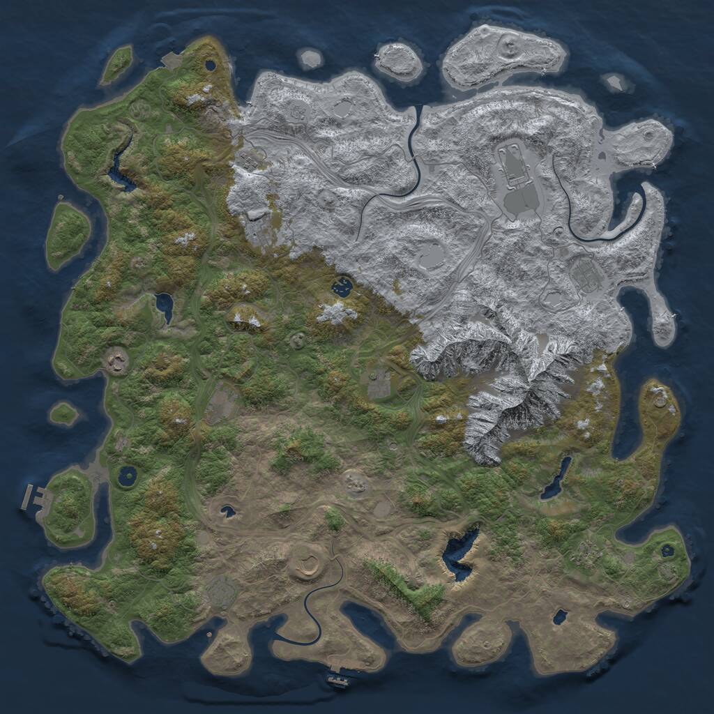 Rust Map: Procedural Map, Size: 5500, Seed: 726028550, 17 Monuments