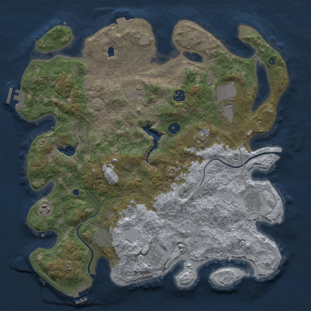 Rust Map: Procedural Map, Size: 4000, Seed: 1005285021, 14 Monuments
