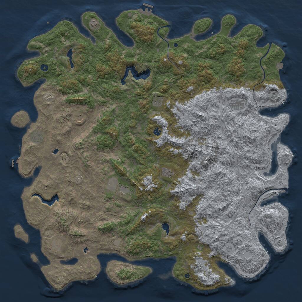 Rust Map: Procedural Map, Size: 6000, Seed: 43995, 17 Monuments