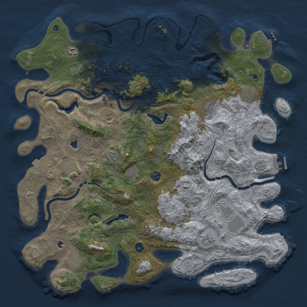 Rust Map: Procedural Map, Size: 5000, Seed: 834645, 17 Monuments