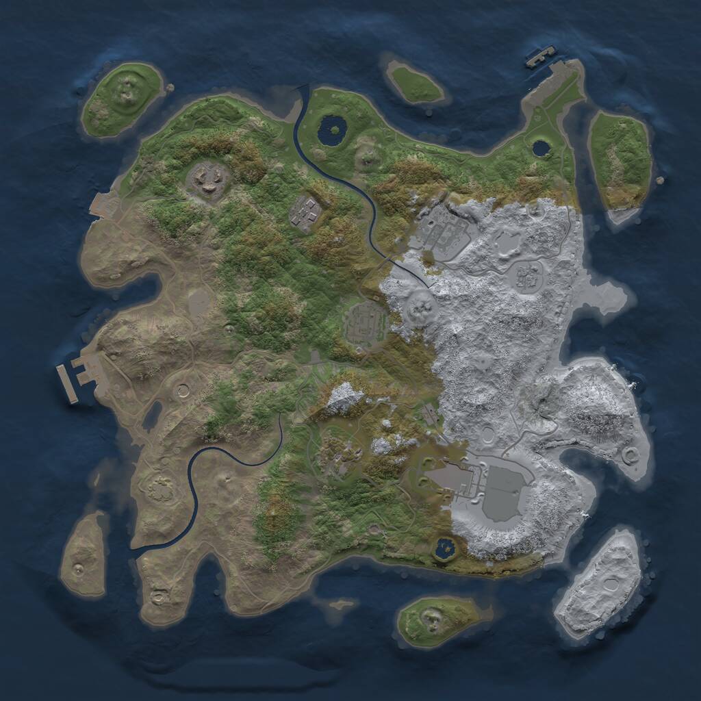 Rust Map: Procedural Map, Size: 3500, Seed: 1332292, 12 Monuments