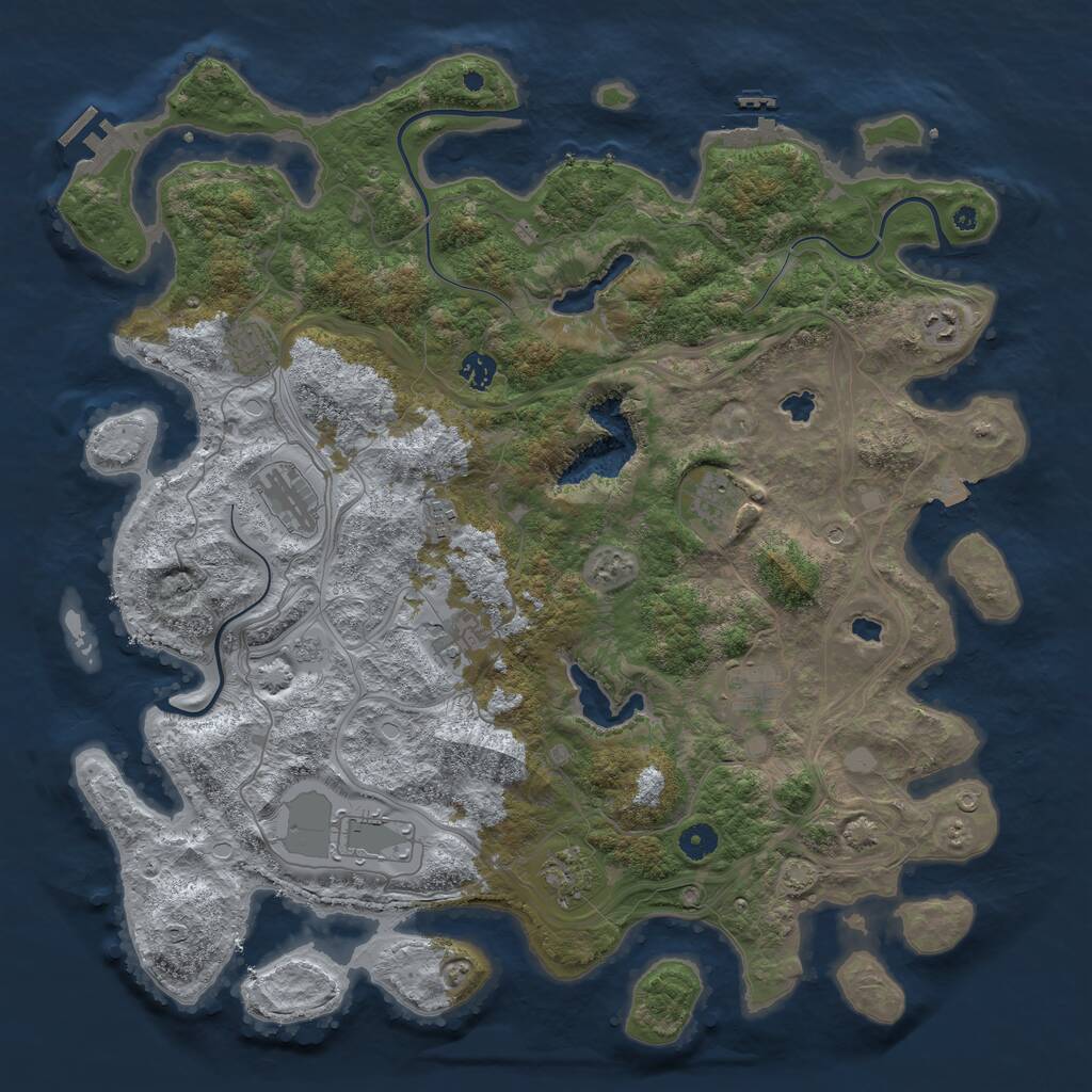 Rust Map: Procedural Map, Size: 4500, Seed: 548244667, 16 Monuments