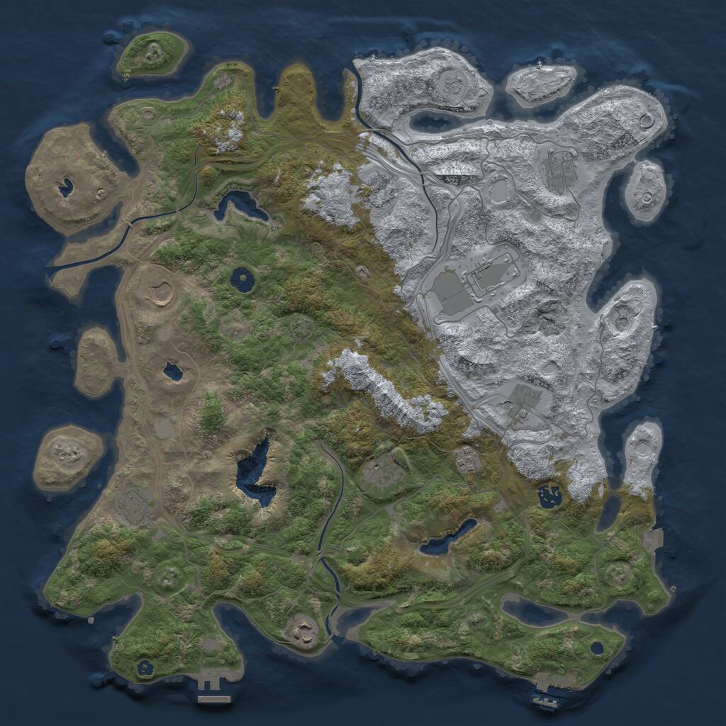 Rust Map: Procedural Map, Size: 4500, Seed: 987655, 16 Monuments