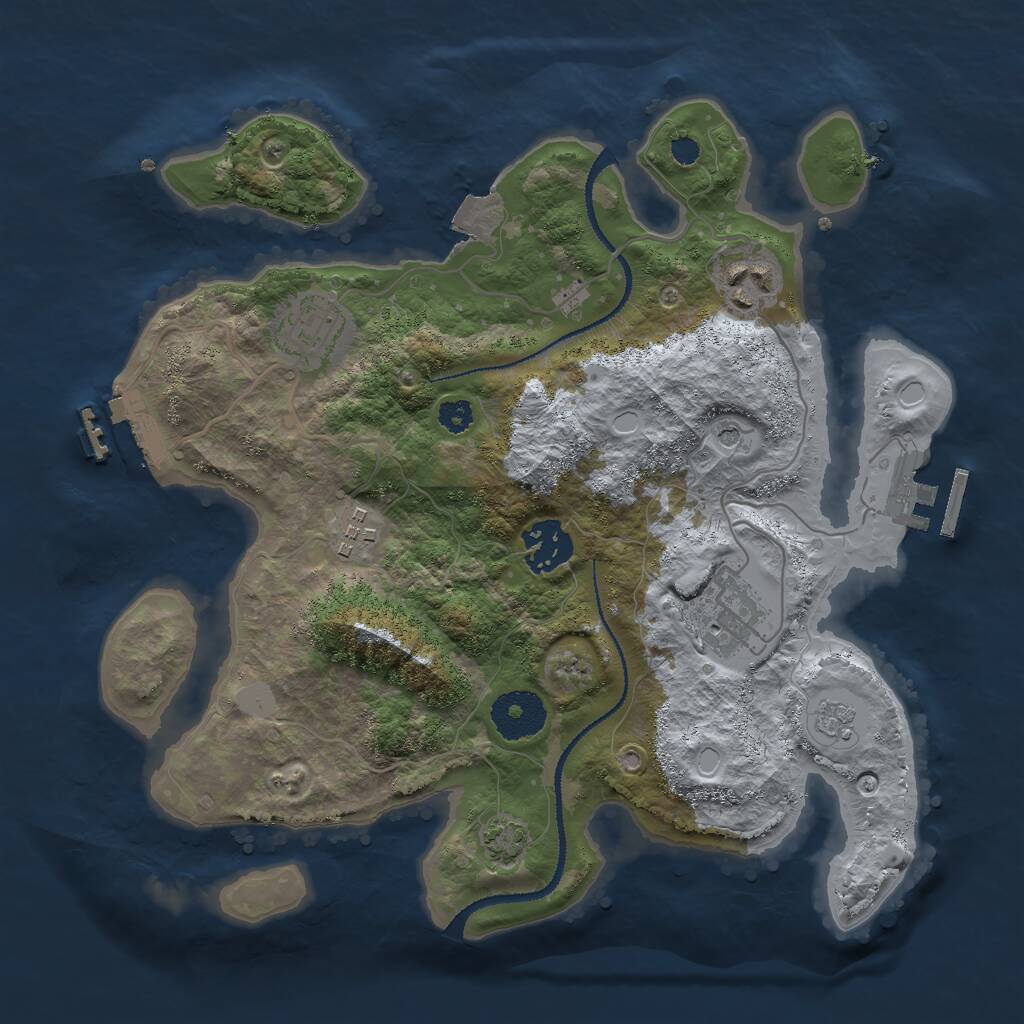 Rust Map: Procedural Map, Size: 3000, Seed: 37774, 11 Monuments