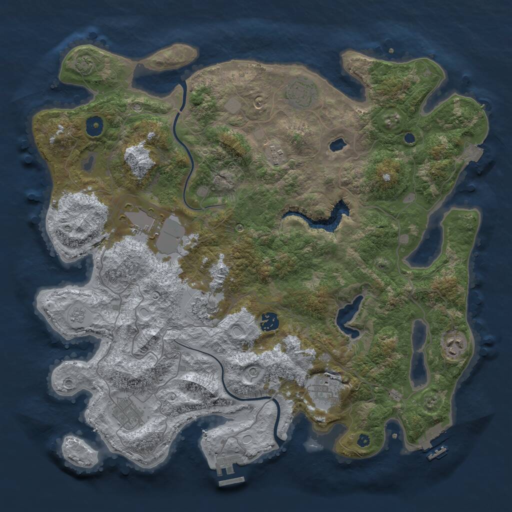 Rust Map: Procedural Map, Size: 4000, Seed: 1891328095, 14 Monuments