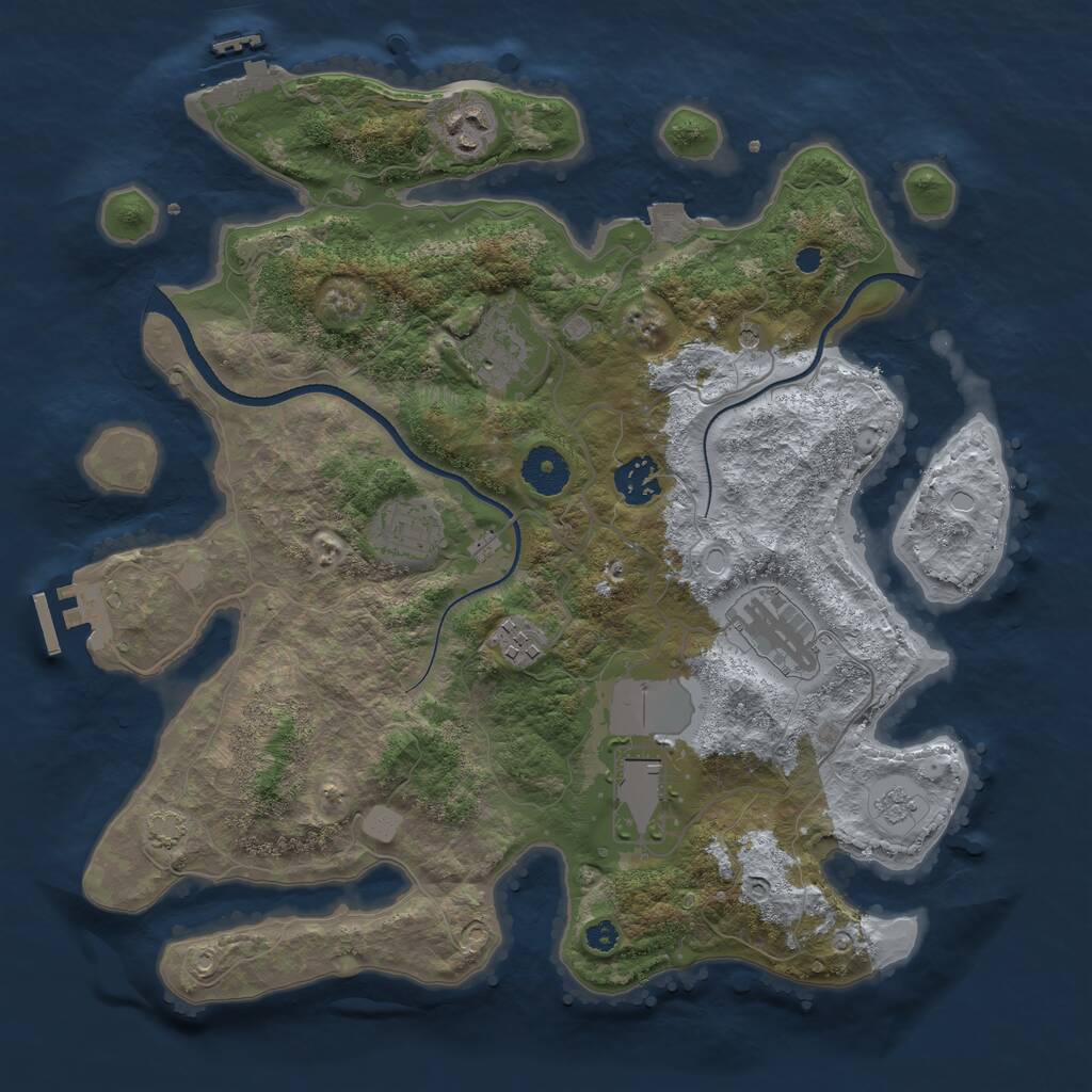 Rust Map: Procedural Map, Size: 3500, Seed: 20837998, 13 Monuments