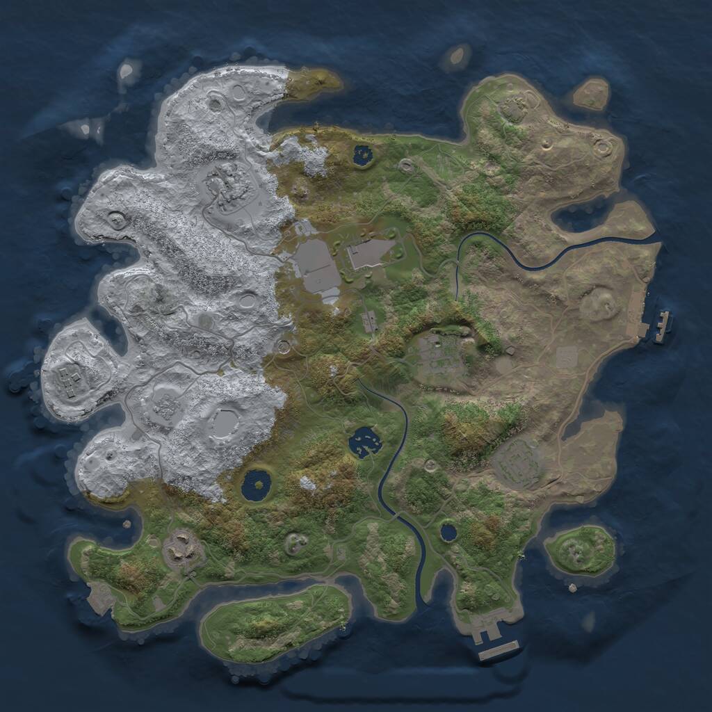 Rust Map: Procedural Map, Size: 3501, Seed: 997530, 13 Monuments
