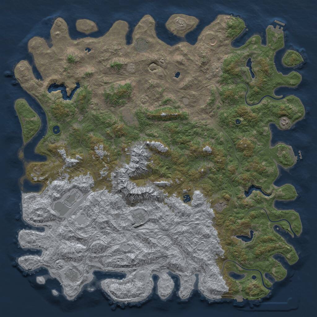 Rust Map: Procedural Map, Size: 6000, Seed: 2090865359, 17 Monuments