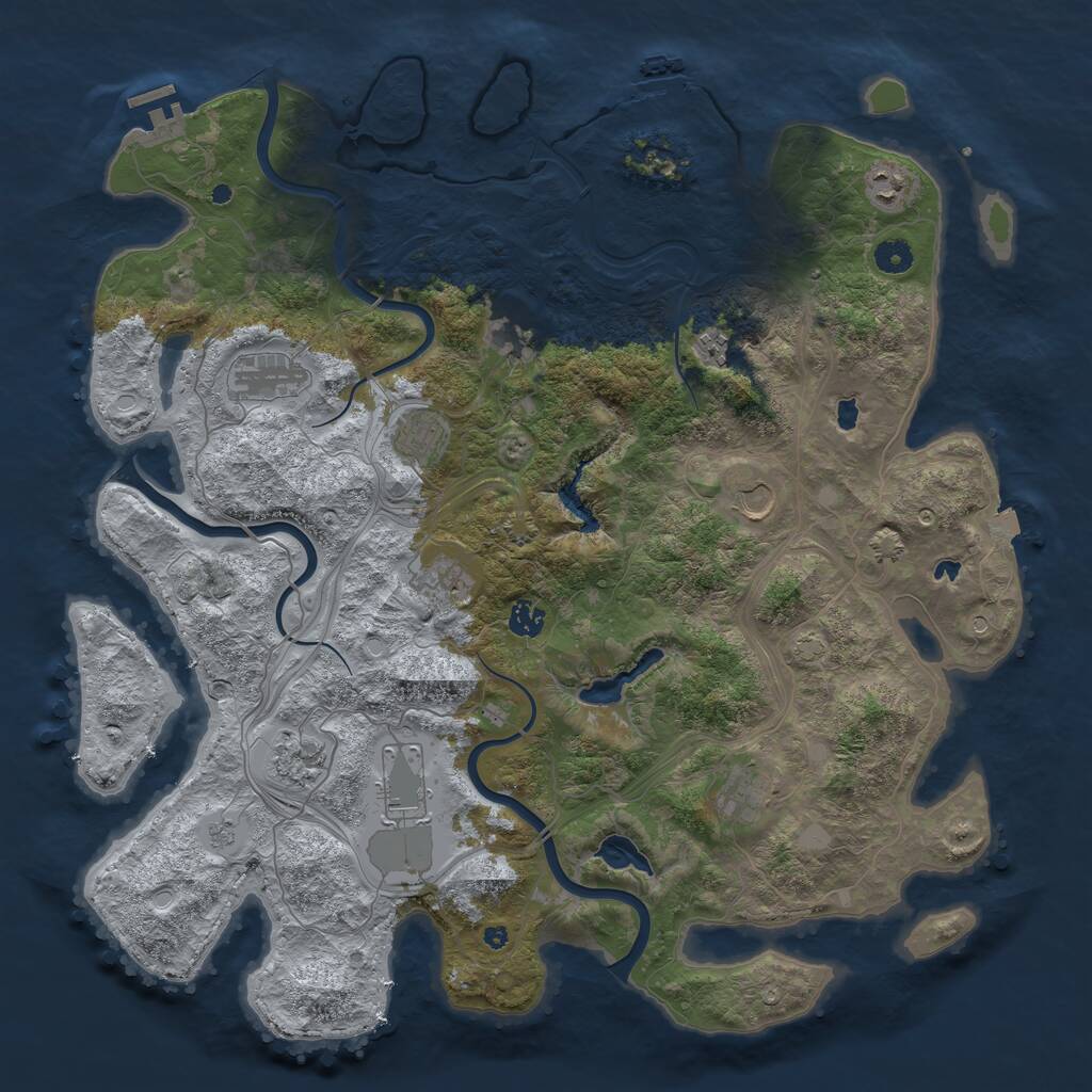 Rust Map: Procedural Map, Size: 4500, Seed: 1345736510, 17 Monuments
