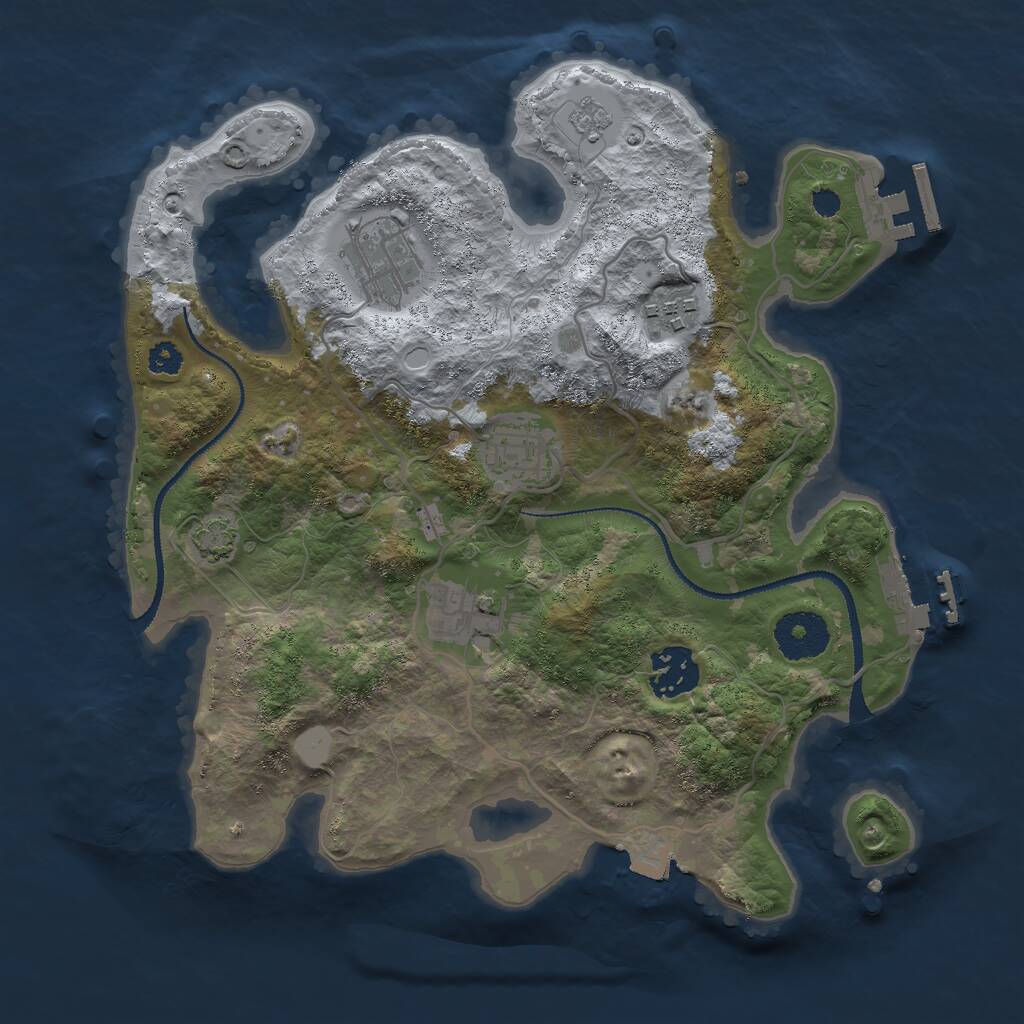Rust Map: Procedural Map, Size: 3000, Seed: 17520, 10 Monuments