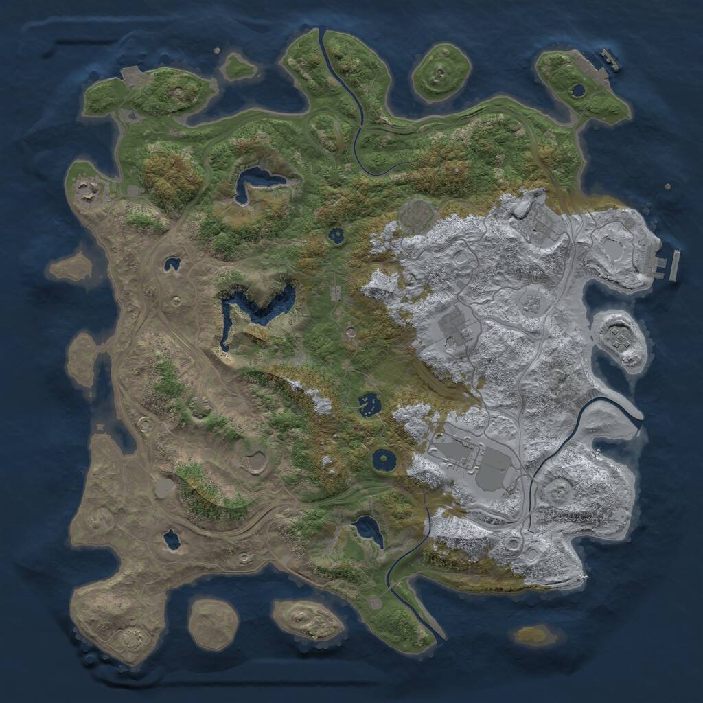 Rust Map: Procedural Map, Size: 4500, Seed: 938771630, 14 Monuments