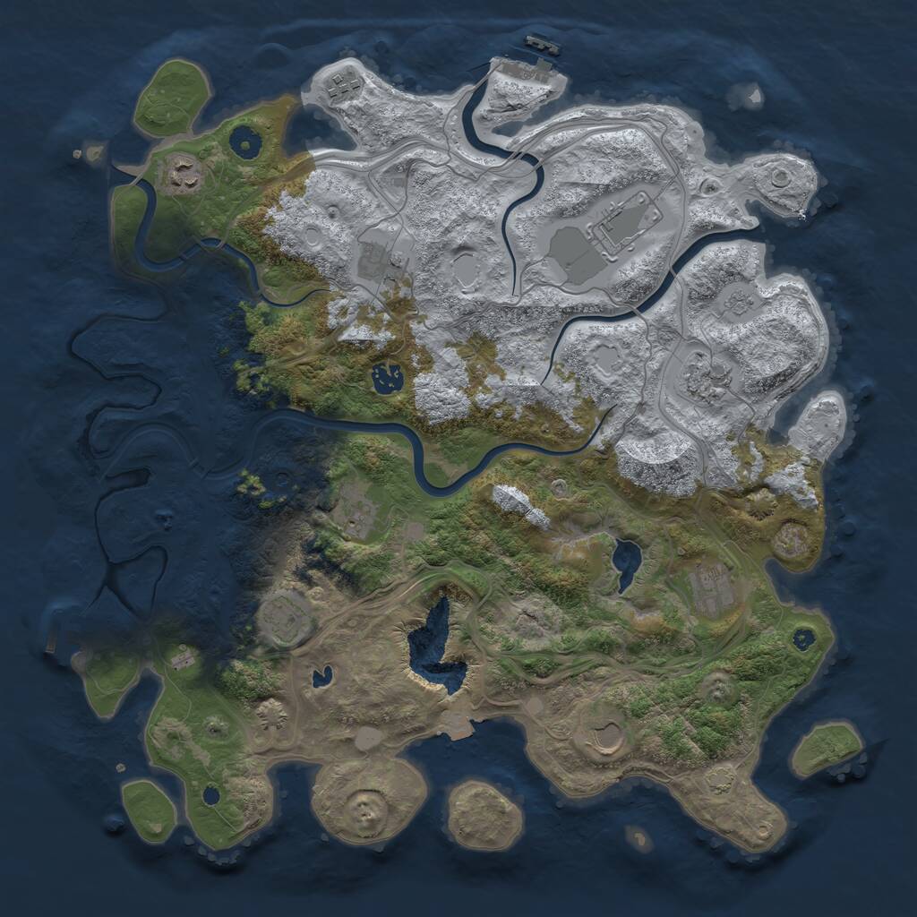 Rust Map: Procedural Map, Size: 4250, Seed: 1372864677, 16 Monuments