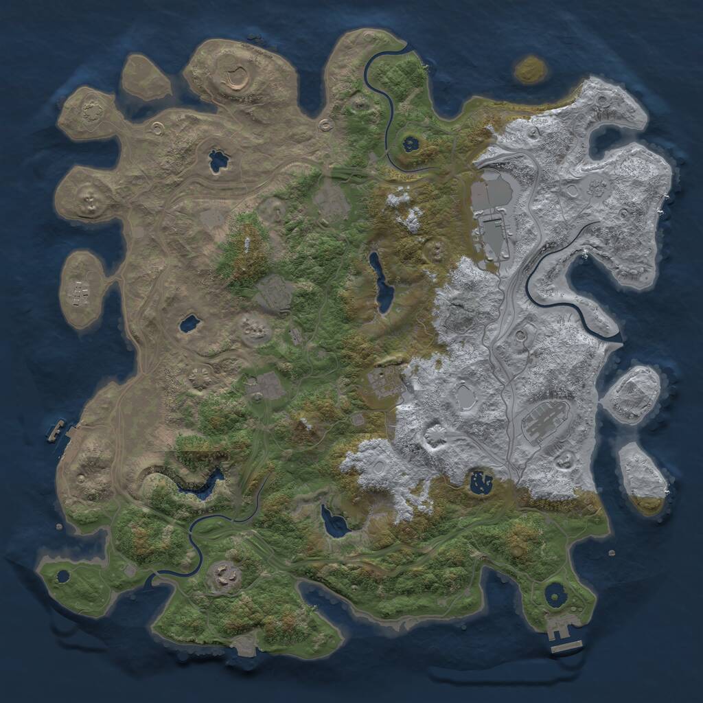 Rust Map: Procedural Map, Size: 4500, Seed: 1098713277, 16 Monuments