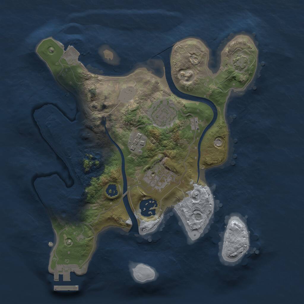 Rust Map: Procedural Map, Size: 2500, Seed: 135792468, 7 Monuments