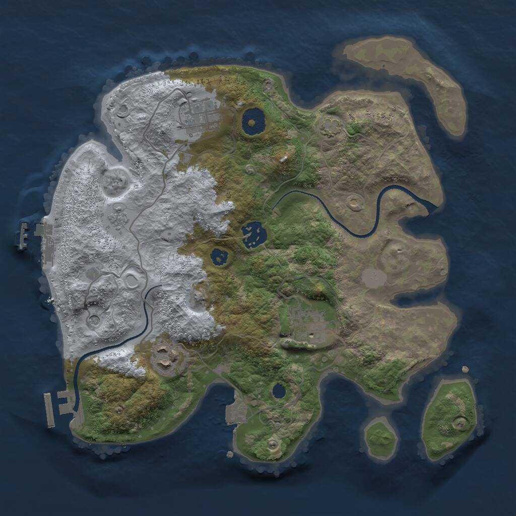 Rust Map: Procedural Map, Size: 3000, Seed: 634532749, 10 Monuments