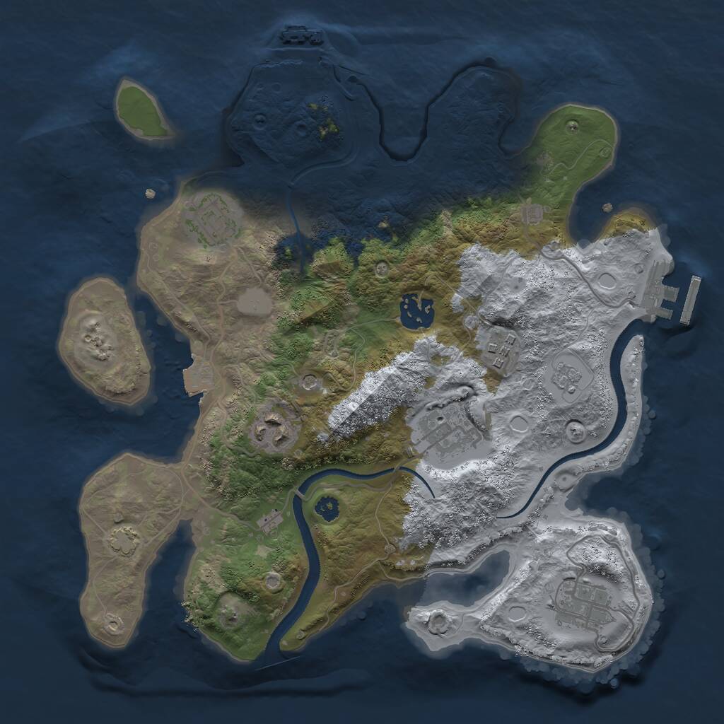 Rust Map: Procedural Map, Size: 3000, Seed: 54184, 12 Monuments