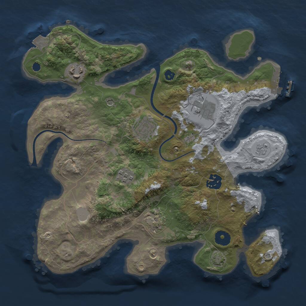 Rust Map: Procedural Map, Size: 3000, Seed: 4548765, 11 Monuments